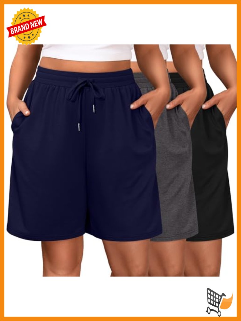 Plus Size Women's Bermuda Shorts Wide Leg Baggy Drawstring Knee Length Athletic